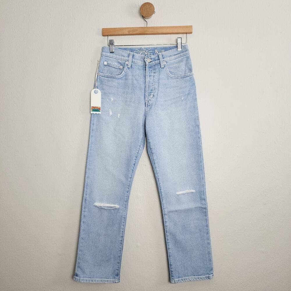 NWT AG Adriano Goldschmied Daily Blue Hype Ankle Distressed Light Wash Jeans 31